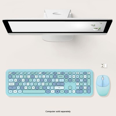 SaharaCase Wireless Ergonomic Keyboard and Laser Mouse Combo, Aqua (KB3)