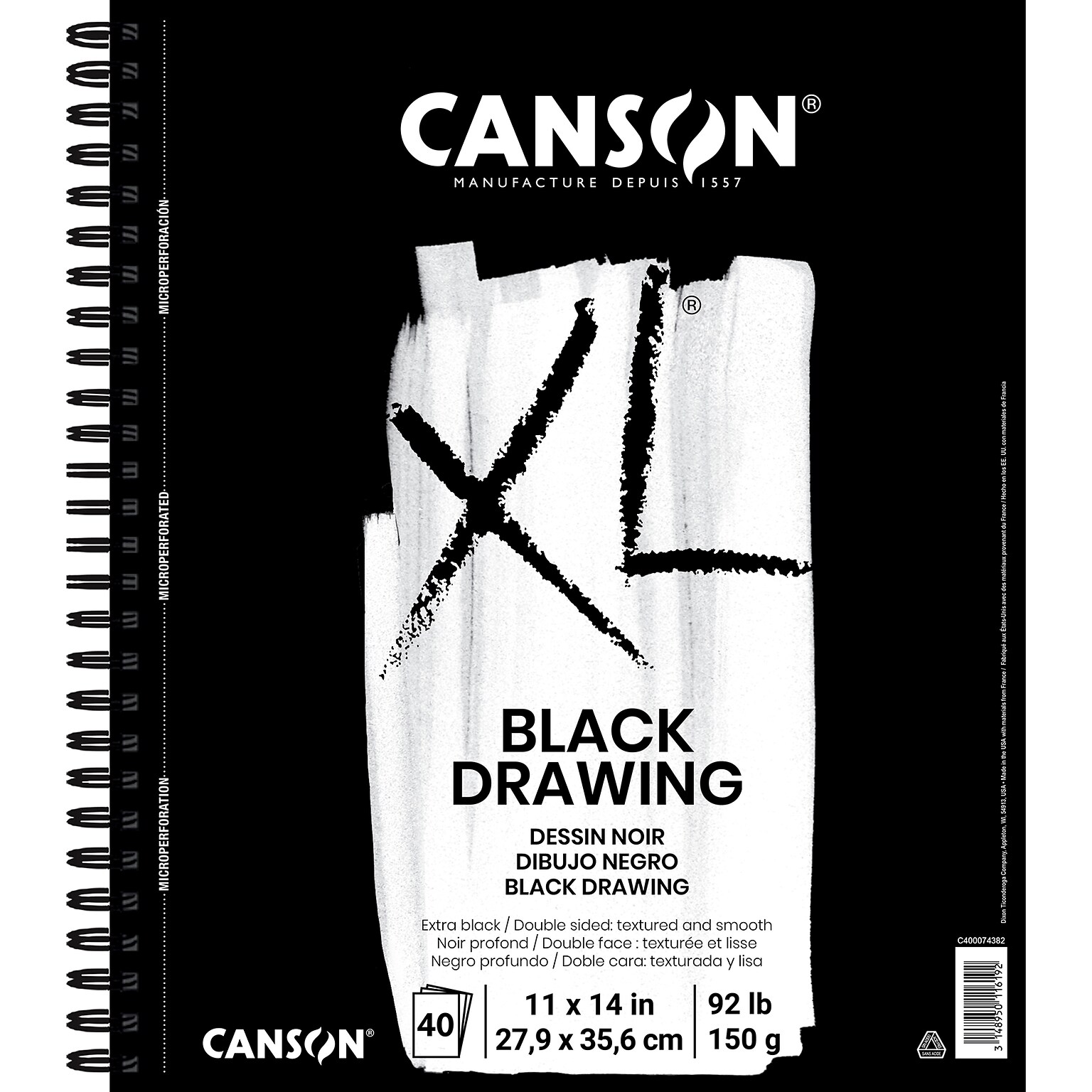 Canson XL Series 14 x 11 Wire Bound Drawing Sketch Pad, 10 Sheets/Pad (MCXC400074382)