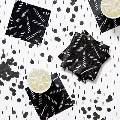 Creative Converting Golden Wishes Birthday Napkins, Black/Gold, 64/Pack (DTC365092BNAP)