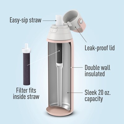Brita Stainless Steel Filtered Water Bottle, 20 oz., Rose (36452)