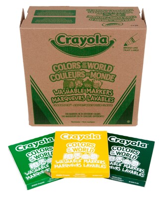 Crayola Colors of the World Washable Kids Marker, Broad, Assorted Colors, 24/Pack, 10 Packs/Carton (