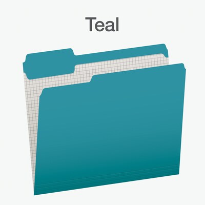 Pendaflex Heavy Duty File Folder, 1/3-Cut Tab, Assorted, Letter Size, Teal, 100/Box (1006995)