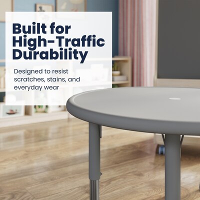Flash Furniture Wren 33" Round Activity Table, Height Adjustable, Soft Gray (YUYCX072RDTBSGY)