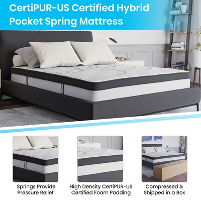 Flash Furniture Capri Comfortable Sleep 10" CertiPUR-US Certified Hybrid Pocket Spring Mattress, Queen (CLE230PRQ10)