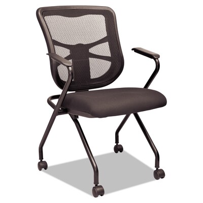 Alera Elusion Series Fixed Arm Fabric Nesting Chair, Black, 2/Carton (ALEEL4914)