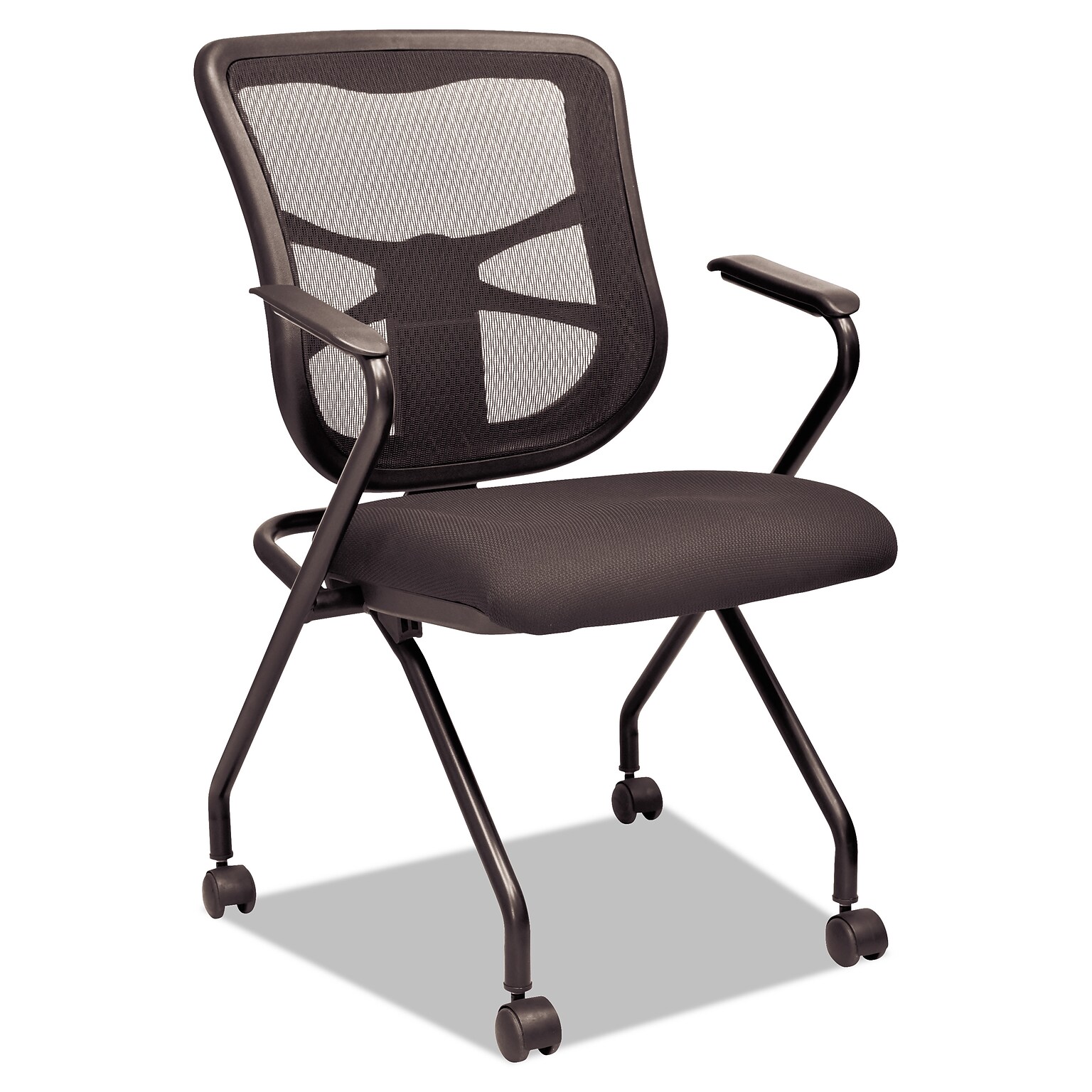 Alera Elusion Series Fixed Arm Fabric Nesting Chair, Black, 2/Carton (ALEEL4914)