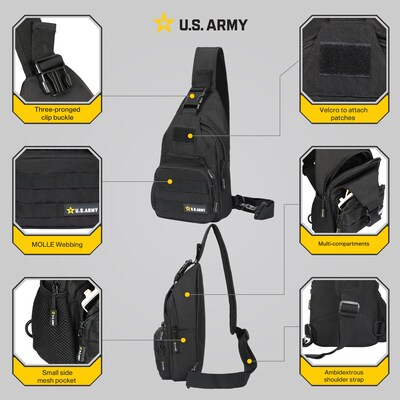 U.S. Army DELTA Tactical Polyester Sling Bag, Black (USBDEL12BLK)