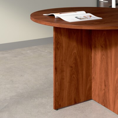 Bush Business Furniture 42W Round Conference Table with Wood Base, Hansen Cherry (99TB42RHC)
