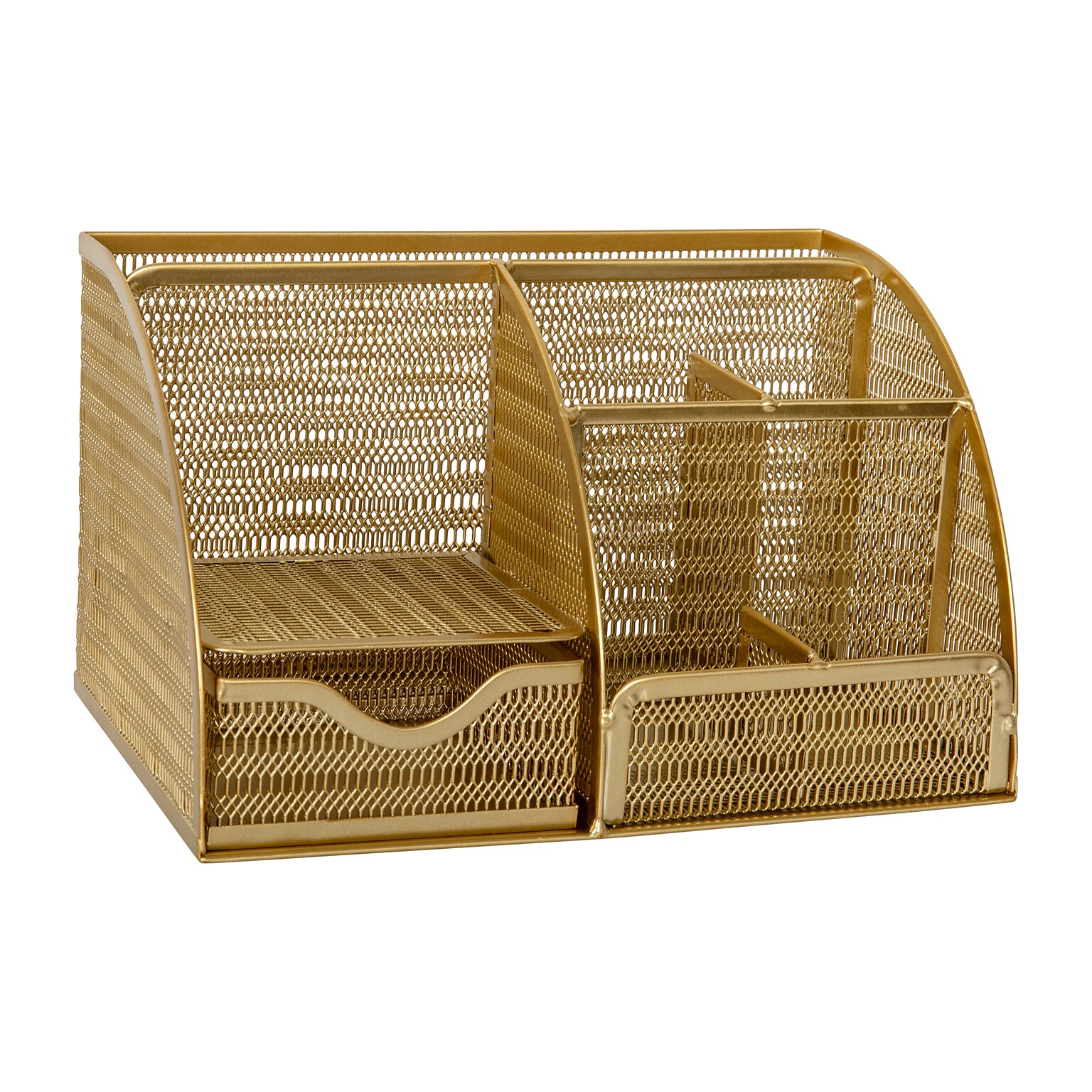 Martha Stewart Ryder 7-Compartment Mesh Metal Desktop Organizer, Gold (HHOHD05GLD)