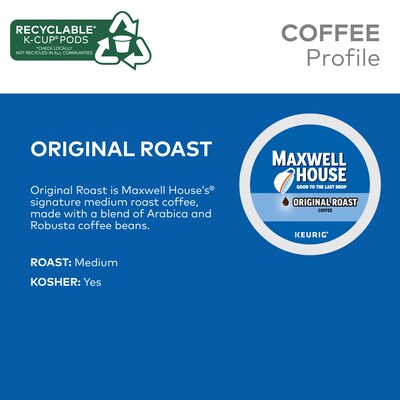 Maxwell House Original Roast Coffee, Keurig K-Cup Pod, Medium Roast, 96/Carton (5469CT)