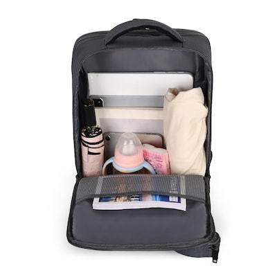DUKAP Mom Pro Expandable Diaper Backpack, Large, Grey (BDKMOM17GRE)