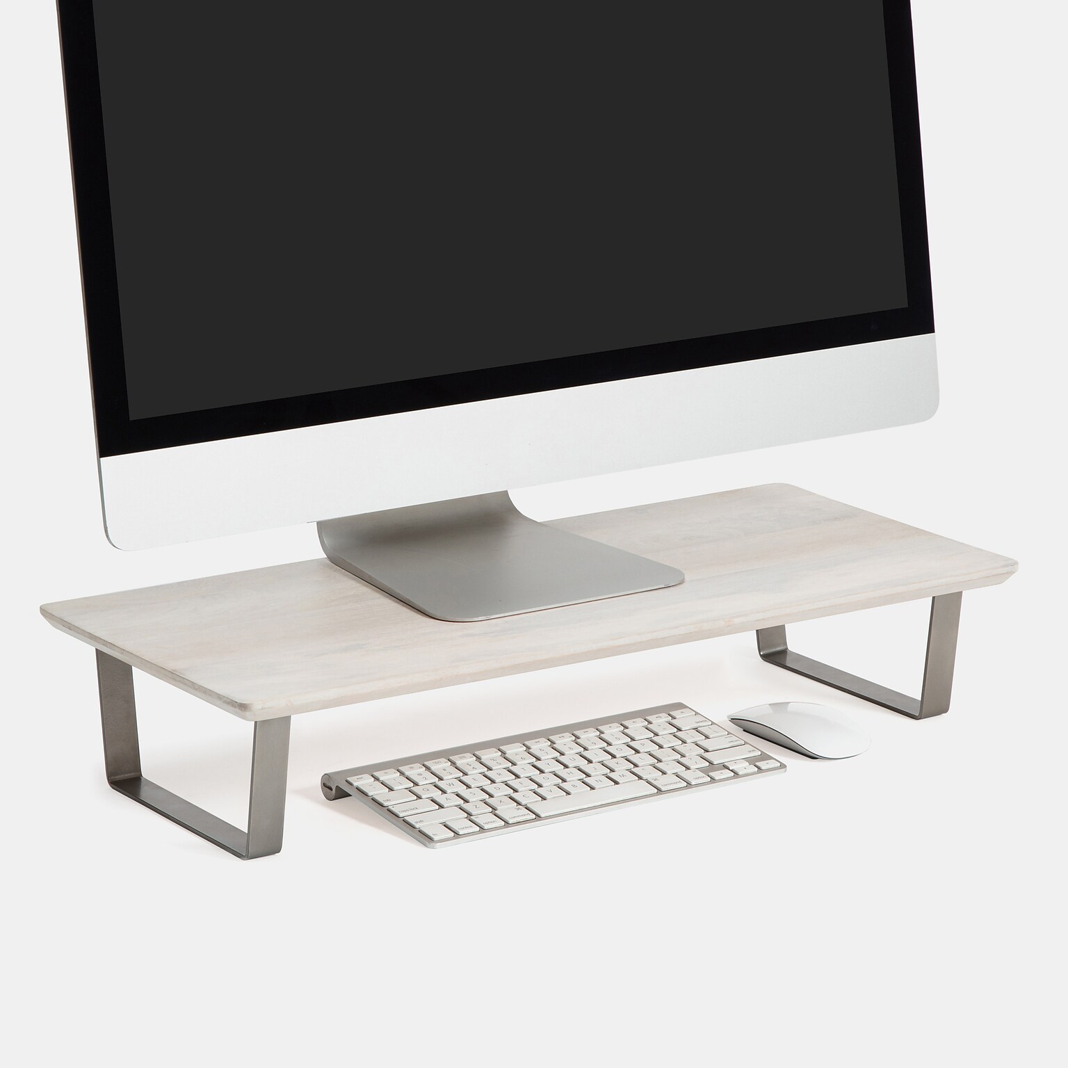 Anji Mountain Mango Wood & Metal Monitor Stand, Up to 32 Monitor, White Wash (MS-WWS-06NKL)