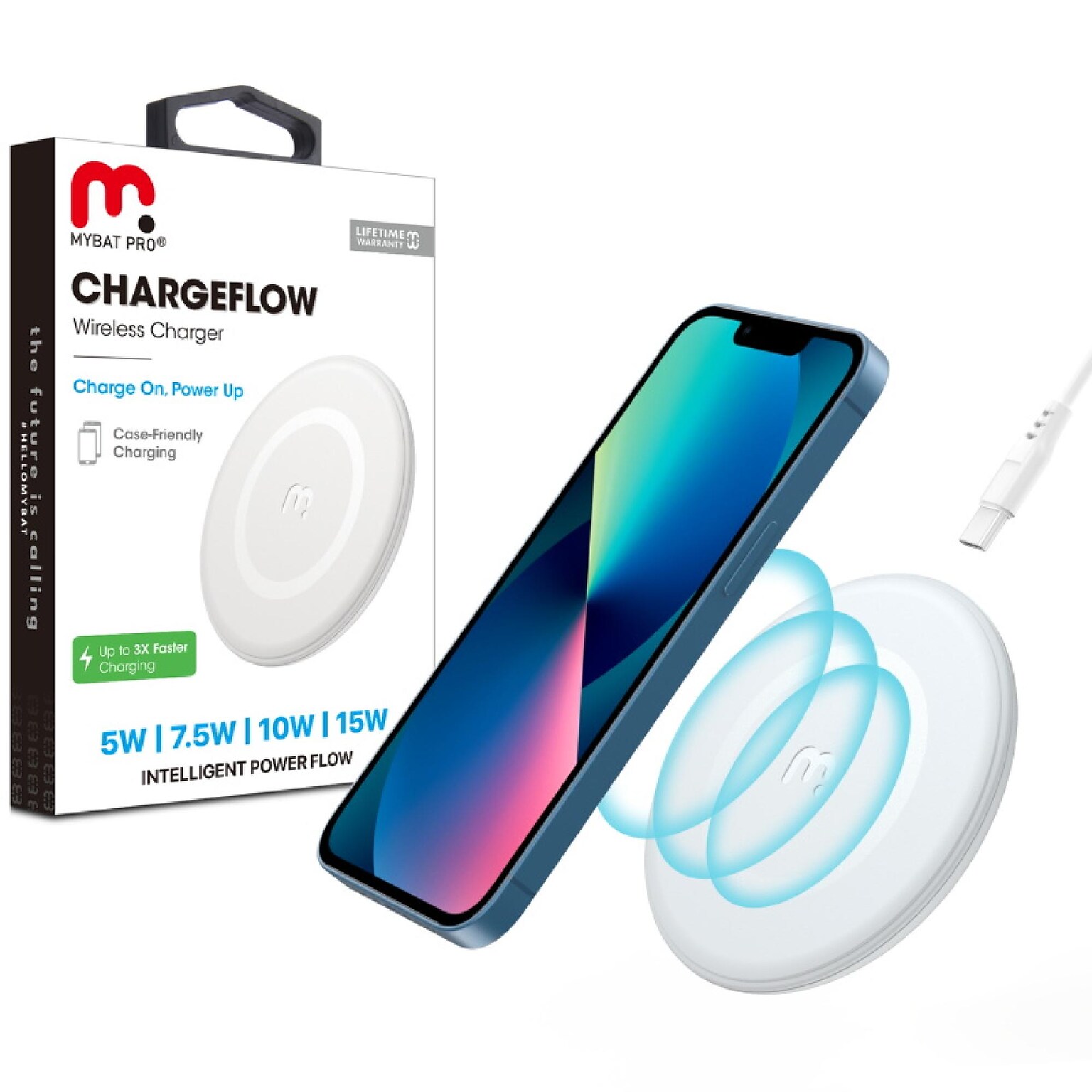 MyBat Pro Wireless Fast Charging Pad 15W, Universal Compatibility, White (CGW311001)