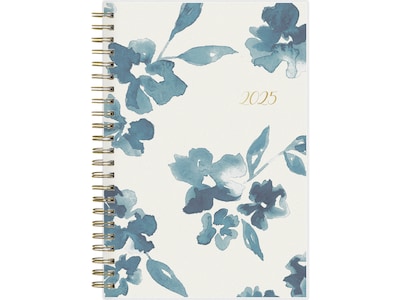 2025 Blue Sky Bakah Blue 5 x 8 Weekly & Monthly Planner, Plastic Cover, White/Blue (137260-25)