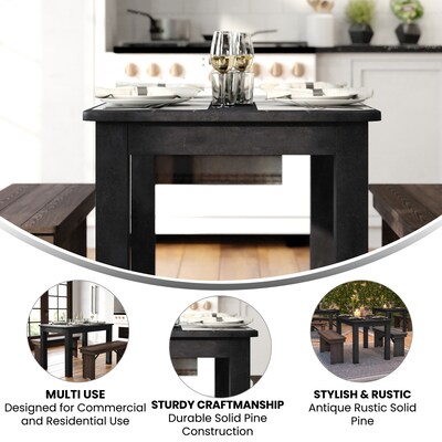 Flash Furniture HERCULES 46" Farm Dining Table, Black Wash (XAF46X30BW)