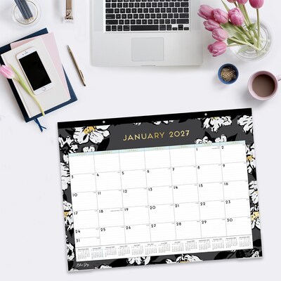 2027 Blue Sky Baccara Dark 22" x 17" Monthly Desk Pad Calendar, Black/Gold (110215-27)