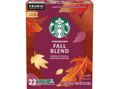 Starbucks Fall Blend Coffee Keurig K-Cup Pods, Medium Roast, 22/Box (12581318)
