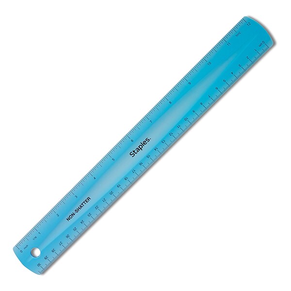 Staples 12 Shatterproof Ruler, Assorted Translucent Colors (51883)
