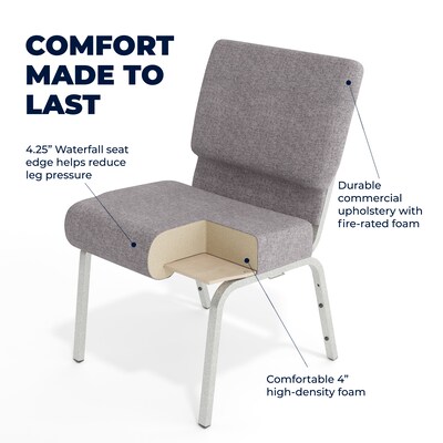 Flash Furniture HERCULES Series Fabric Stacking Church Chair, Gray/Silver Vein Frame (XUCH0221GYSV)