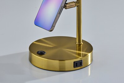 Adesso Wyatt Supercharger Incandescent Desk Lamp, 22"H, Antique Brass/Off-White (2610-21)