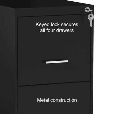 Quill Brand® 4-Drawer Vertical File Cabinet, Locking, Letter, Black, 18"D (52152)