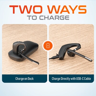 Delton 95X Wireless Noise Canceling MS Team Bluetooth Headset & Charging Case, Black (DHB95X)