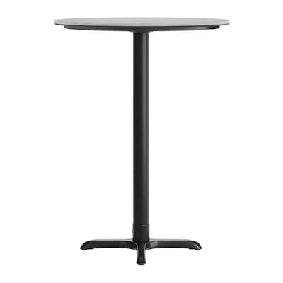 Flash Furniture Acadia 31.25" Round Wooden Dining Table with X-Base, Gray Faux Concrete/Black Base (STRD31CGT2222B)