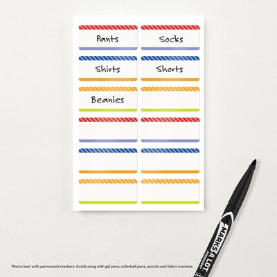 Avery No-Iron Waterproof Fabric Name Labels, .75" x 1.75", Multicolored, 24 Labels/Pack (40774)