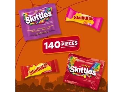 Skittles & Starburst Assorted Halloween Candy Bulk Bag, 58.26 oz., 140 Pieces/Bag (462825)
