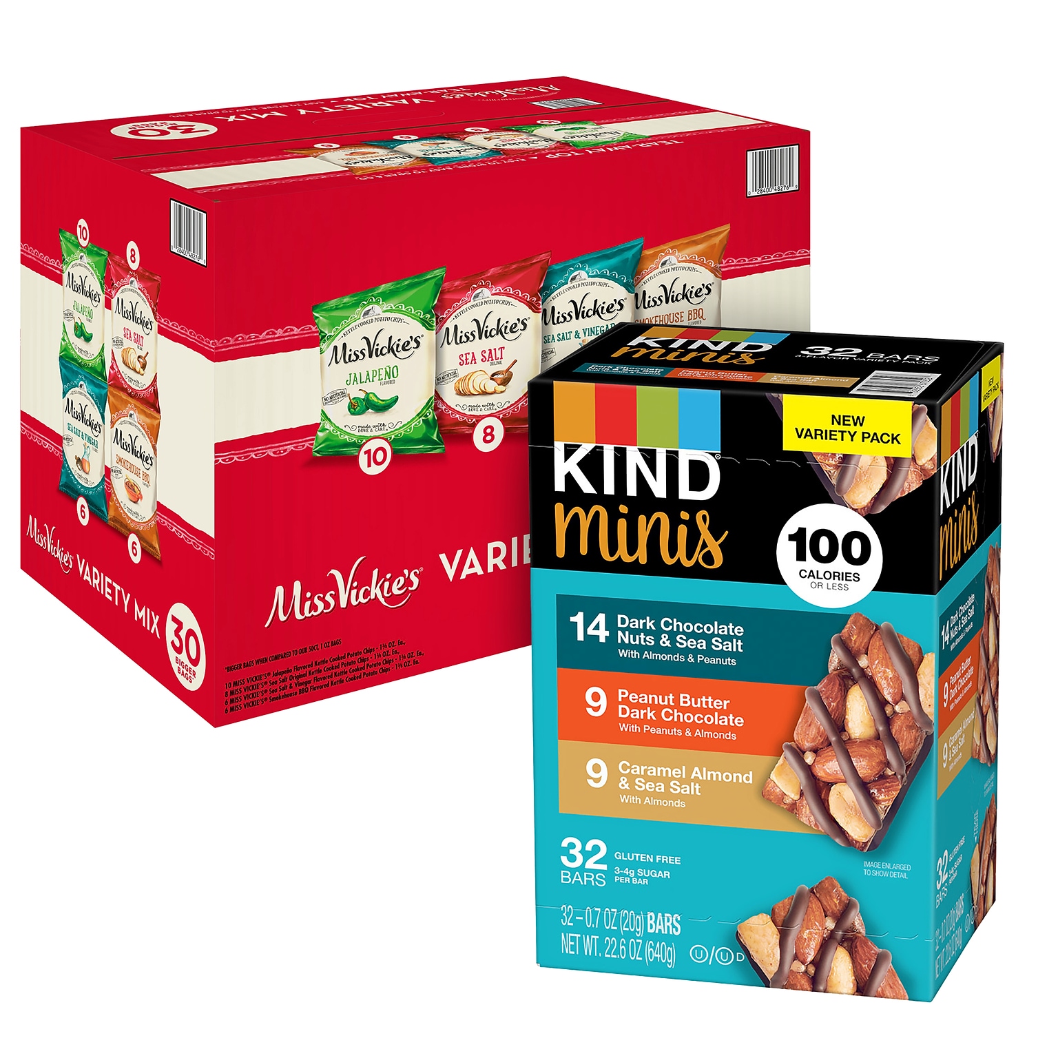 KIND Minis and Miss Vickies Kettle Chips Variety Pack, 62/Bundle (600-04052)