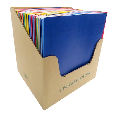 Roaring Spring Paper Products 2-Pocket Portfolio Folders with Fasteners, Assorted Colors, 100/Carton (54200CS)