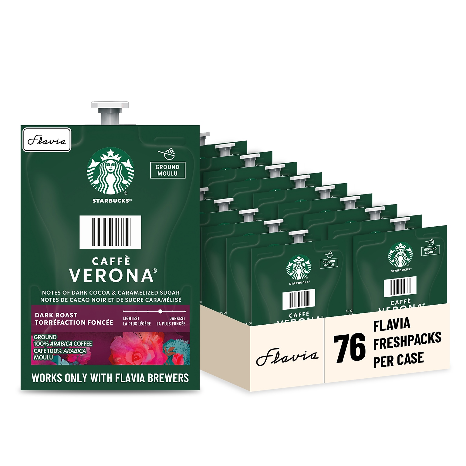 Starbucks Caffe Verona Coffee Flavia Freshpacks, Dark Roast, 76/Carton (MDR01039)