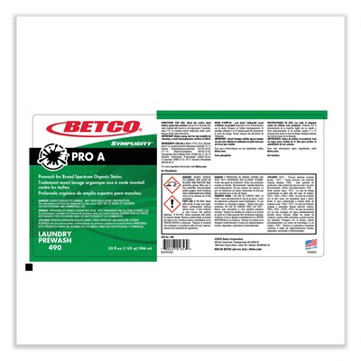 Betco Symplicity Pro A Prewash/Spotter, Citrus Scent, 32 oz Bottle, 6/Carton (BET4901600)