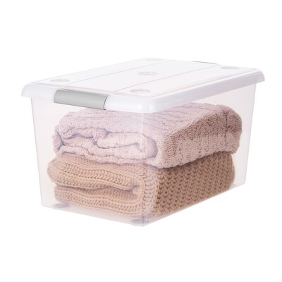 Iris Store & Slide 61 Quart Storage Bin with Lid, Plastic, Clear, 6/Carton (270017)