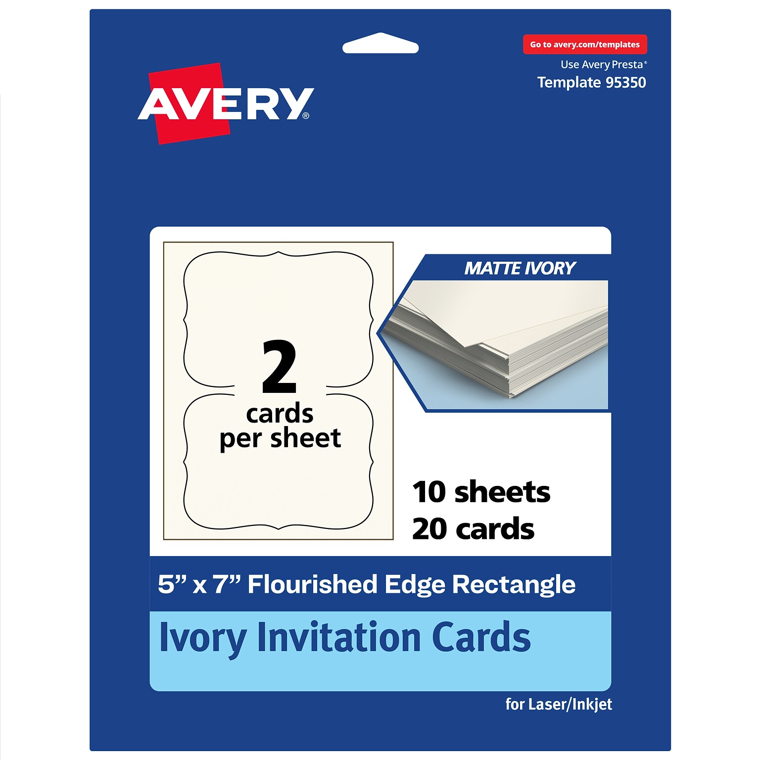 Avery Matte General Use Blank Cards, Ivory, 20/Pack (95350)