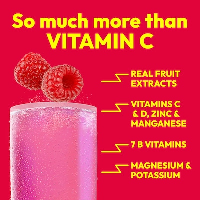 Emergen-C Vitamin C 1000mg Immune Support Powder, Raspberry, 30 Packets/Box (130201)