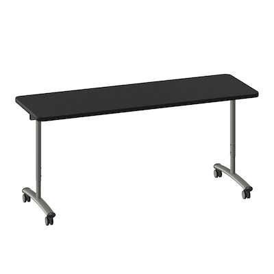 Correll 72W x 30D Adjustable Foldable Rectangular Training Room Table, Laminate, With Wheels, Black Granite (FTS3072TF071409)