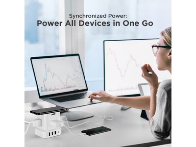 Uncaged Ergonomics Cube 4-Outlet 4-USB Port Surge Protector, 10', White (WC-10-w)