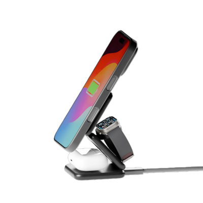 CODi Qi2 Folding Wireless Charging Stand for iPhone, Apple Watch & Wireless Earbuds, Black (PWRC-31Q2)