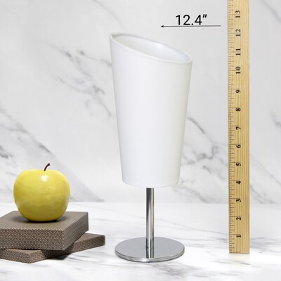 Creekwood Home Chrome Slanted 12.4" LED Table Lamp, White (CWT-1012-WH)