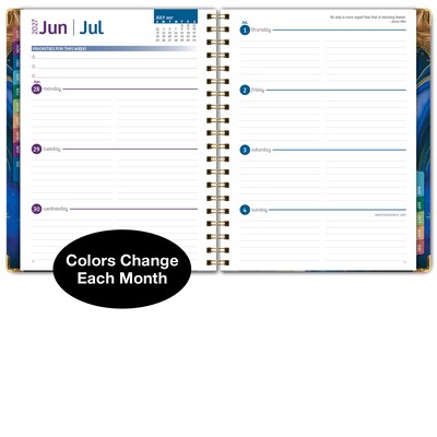 2027 Excello Brands 9" x 11" Weekly & Monthly Standard Planner, Paperboard Cover, Dark Blue Marble (FSHN-CY27-8511-23)