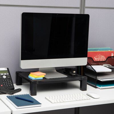 Mind Reader Adjustable Plastic Monitor/Laptop Stand, Black (PLMONST-BLK)