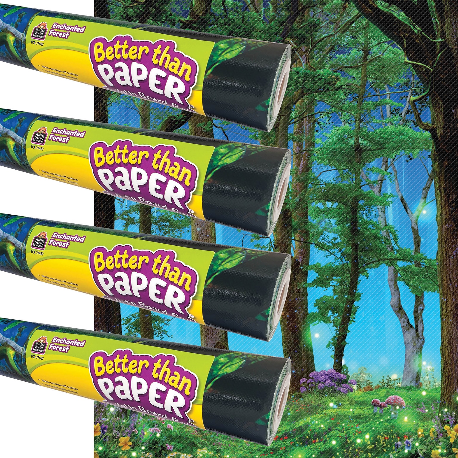 Teacher Created Resources Better Than Paper Enchanted Forest Bulletin Board Paper Roll, 4 x 12, Multicolored, 4/Pack