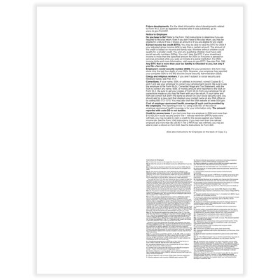 ComplyRight 2024 W-2 Tax Form, 1-Part, 4-Up, Copy B, C, 2, 500/Pack (5205B)