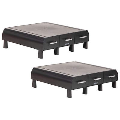 Mind Reader Monitor Stand and Desktop Organizer with 3 Storage Drawers, Black, 2/Pack (2MONSTA3D-BLK)