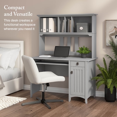 Bush Furniture Salinas 48"W Small Computer Desk with Hutch, Cape Cod Gray (MY72308-03)