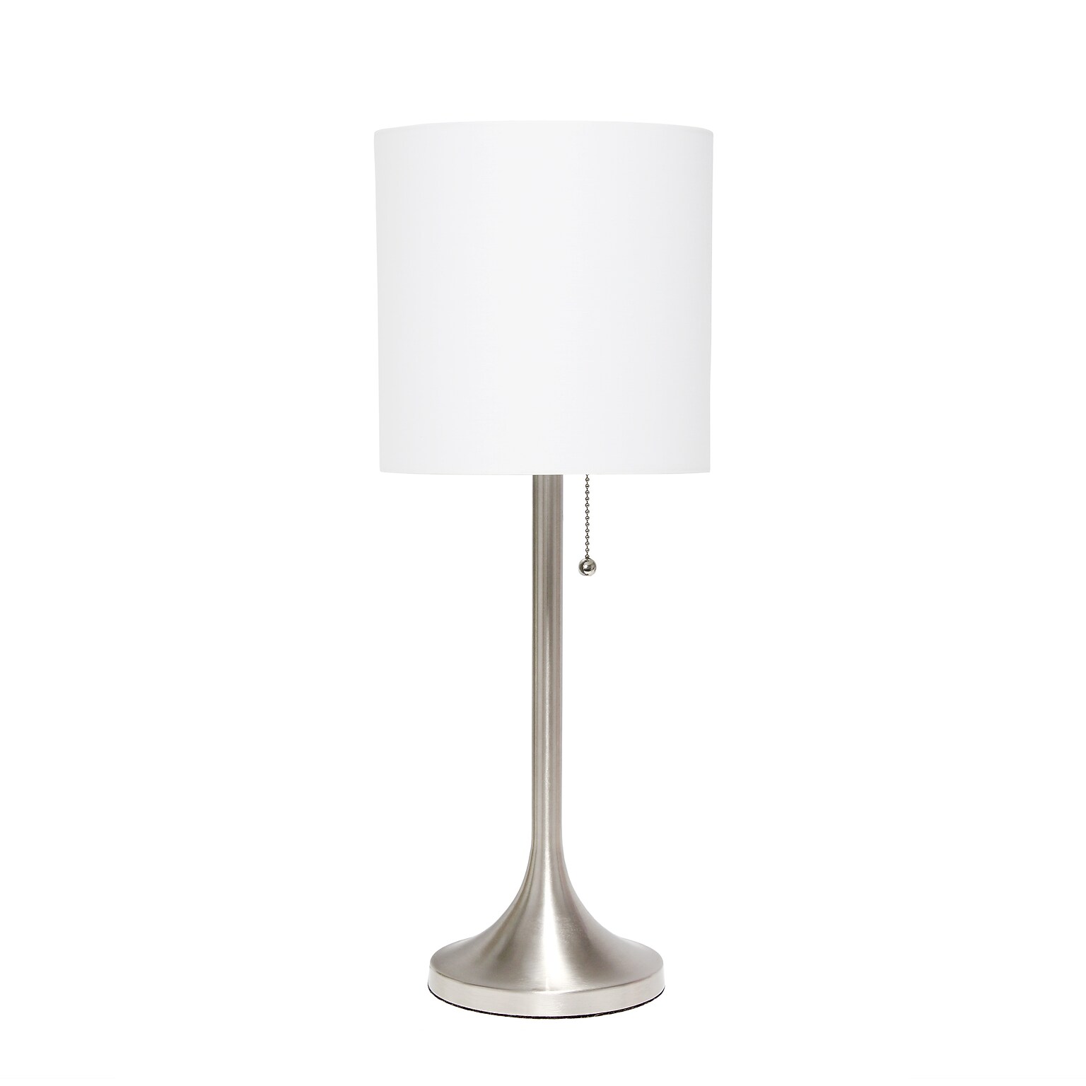 Creekwood Home Modern Glam 21.25 LED Table Lamp, Brushed Nickel/White (CWT-1006-BW)