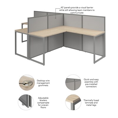 Bush Business Furniture Easy Office 45"H x 119"W 2 Person T-Shaped Cubicle Panel Workstation, Natural Elm (EOD560NE-03K)
