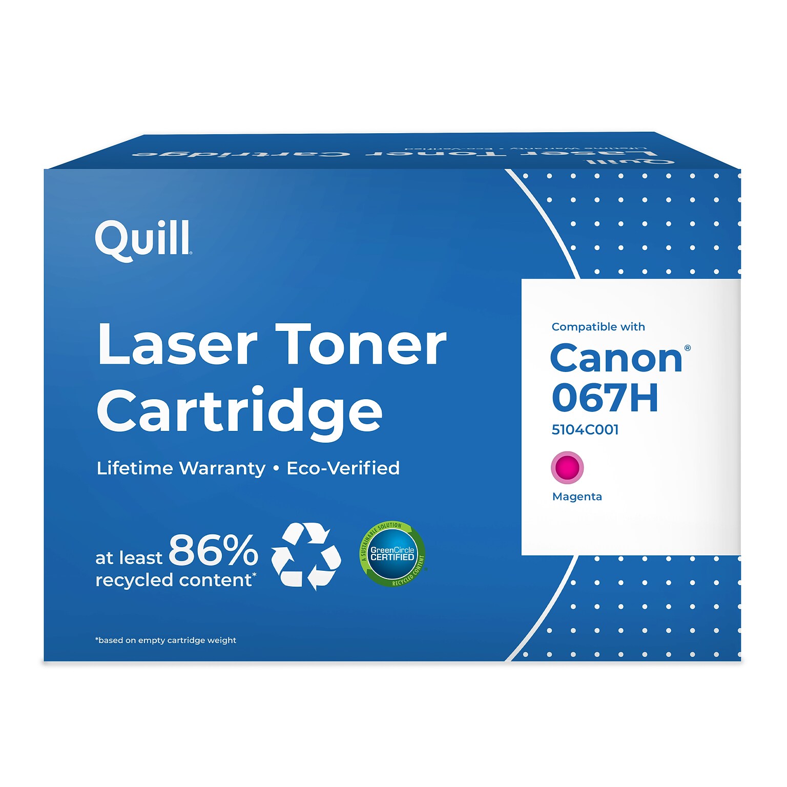 Quill 067H Remanufactured Magenta High Yield Toner Cartridge Replacement for Canon 5104C001, Prints up to 2,350 (201662P)