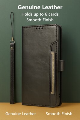 SaharaCase Indy Wallet Case for iPhone 17 Pro Max, Shock Absorbing, Scorpion Black (CP00995)